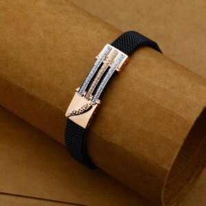 Mens Jaguar Gold Leather Bracelet-MLB91