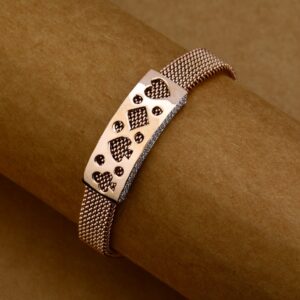 Rose Gold Leather Bracelet-MLB86