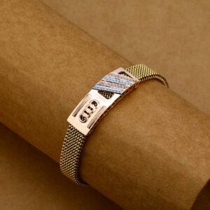 Rose Gold Leather Mens Bracelet-MLB71