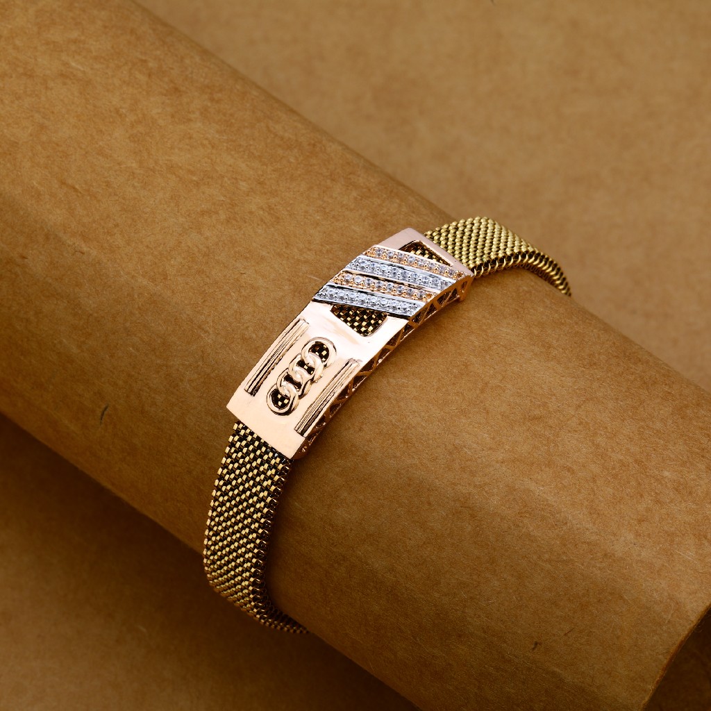 Rose Gold Leather Mens Bracelet-MLB71