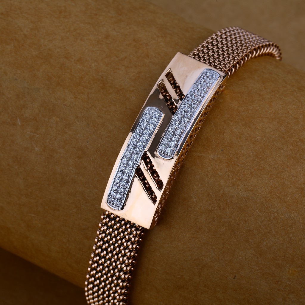 Mens Leather Gold Bracelet-MLB64