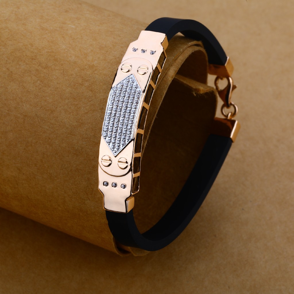 Mens Leather Rose gold Bracelet-MLB56