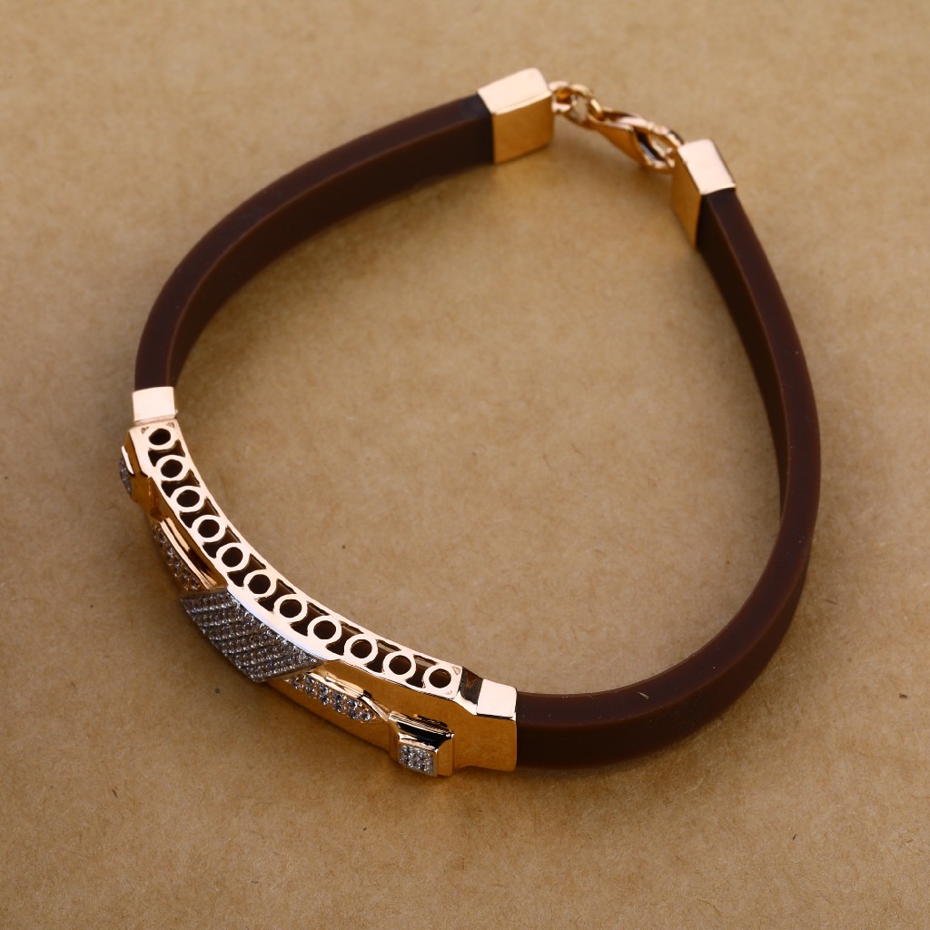 Mens Rose Gold Leather Bracelet-MLB50 - Image 3