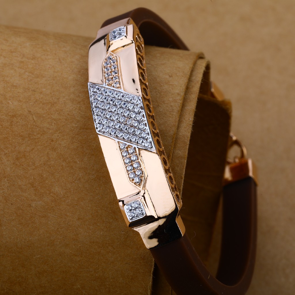 Mens Rose Gold Leather Bracelet-MLB50 - Image 2