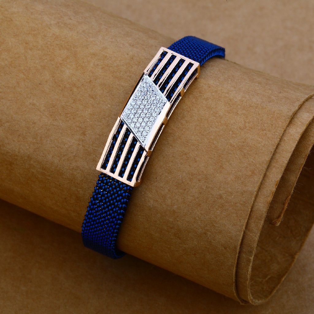 Rose Gold Leather Mens Bracelet-MLB45