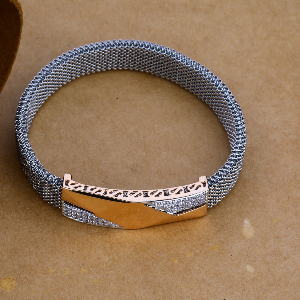 Mens Leather 18K Rose Leather Bracelet-MLB43 - Image 3
