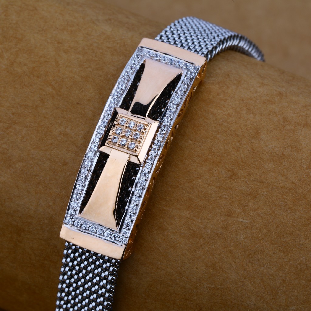 Mens 18K Rose Gold Leather Bracelet-MLB41 - Image 2