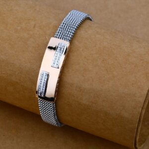 Mens Rose Leather Bracelet-MLB39