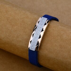 Mens Rose Gold Leather Bracelet-MLB37