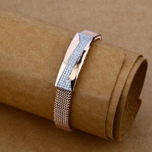 Rose Gold Mens Leather Bracelet-MLB35