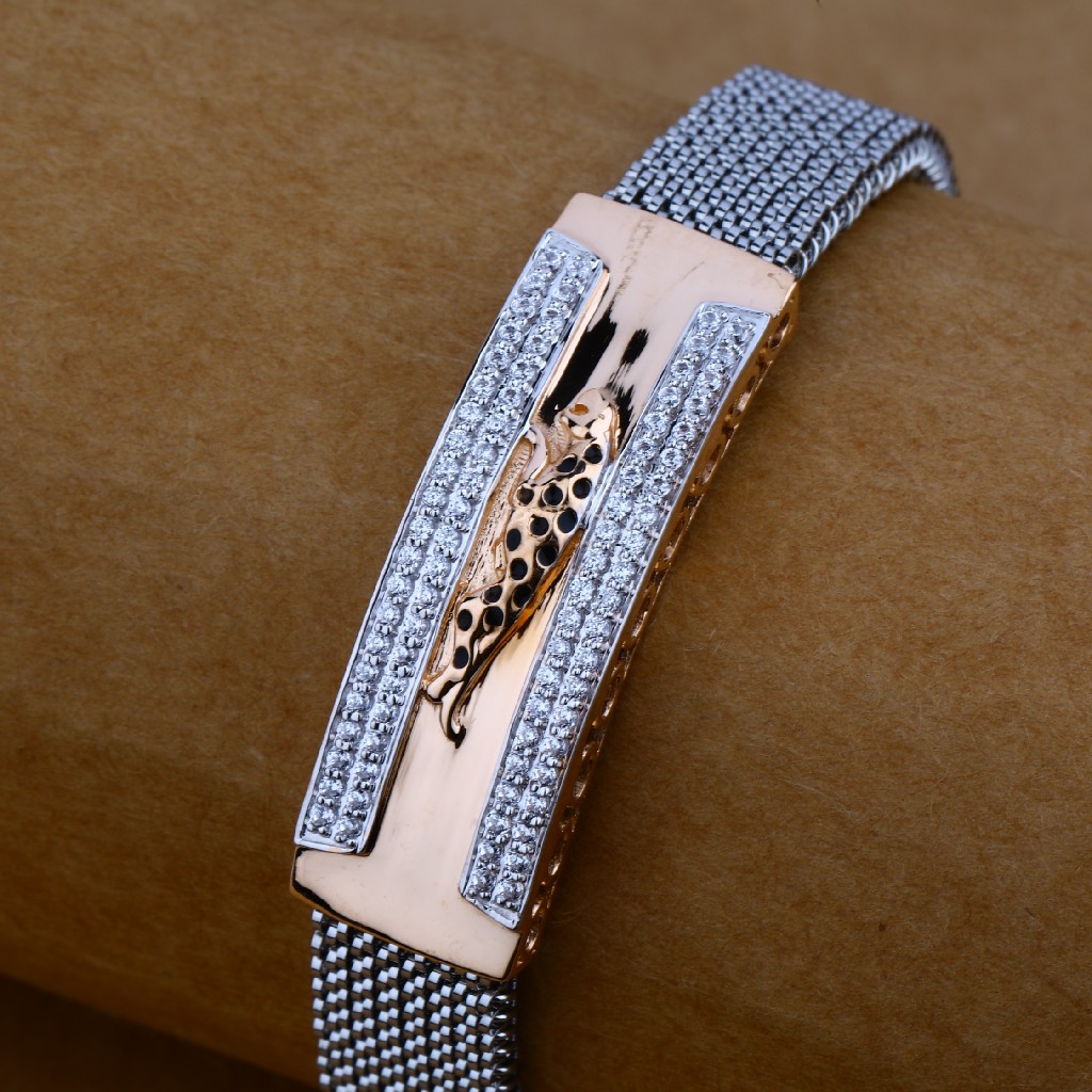 Rose Gold Mens Leather Bracelet-MLB34 - Image 2