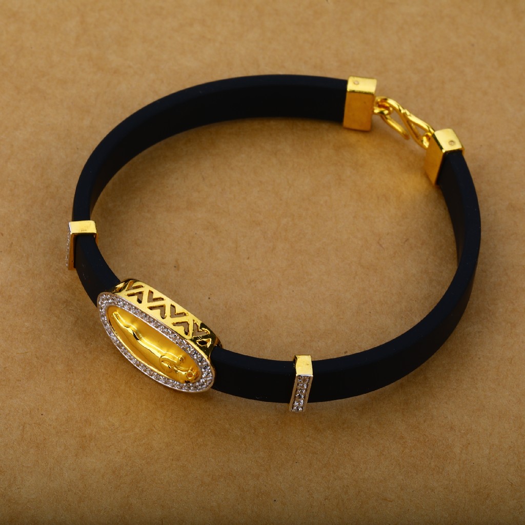 Gold Mens Leather Bracelet-MLB24 - Image 3