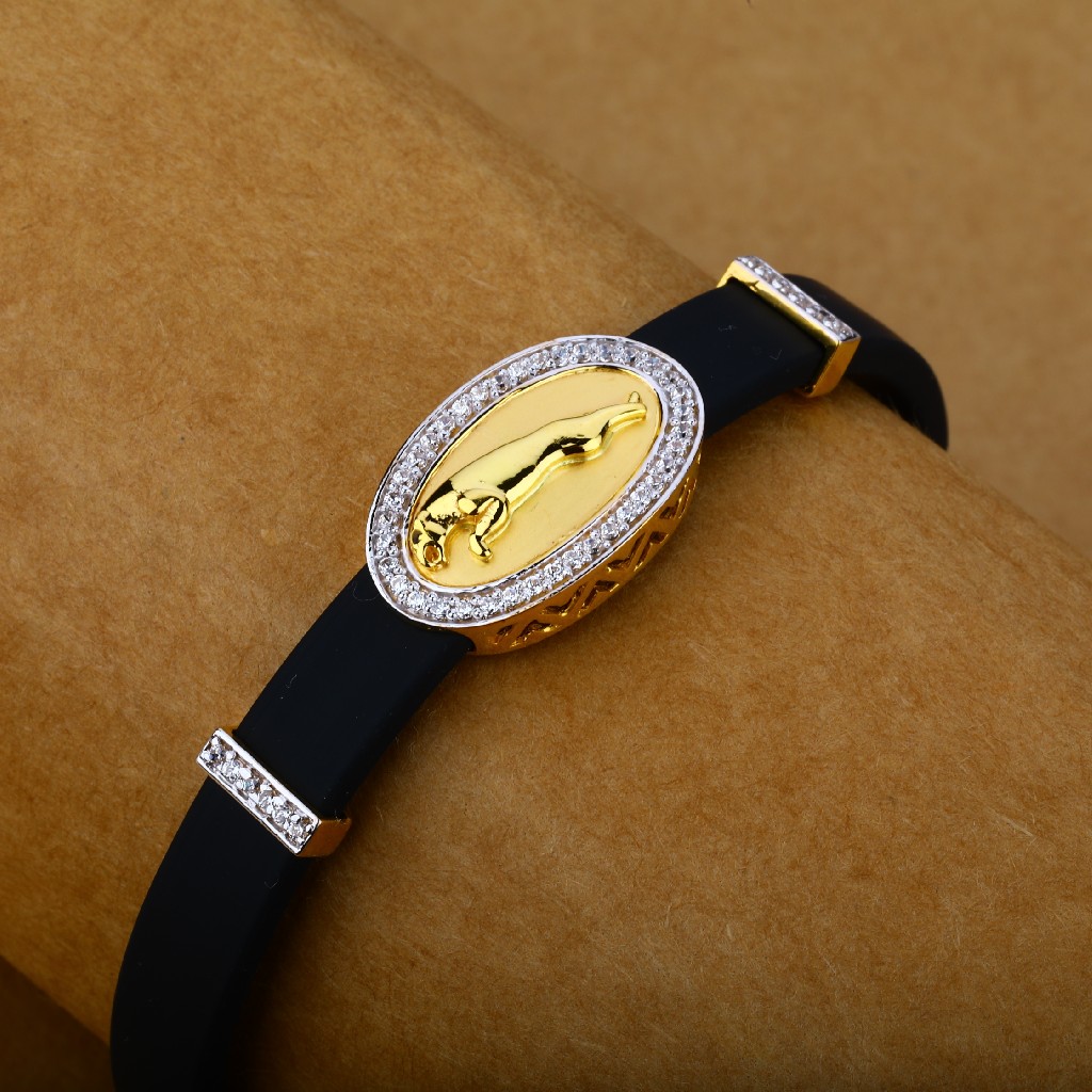 Gold Mens Leather Bracelet-MLB24 - Image 2