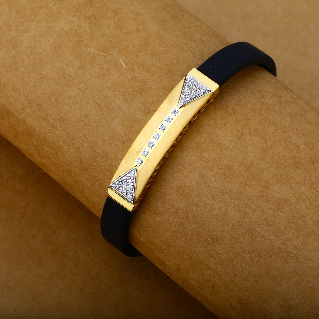 Mens Gold Leather Bracelet-MLB23