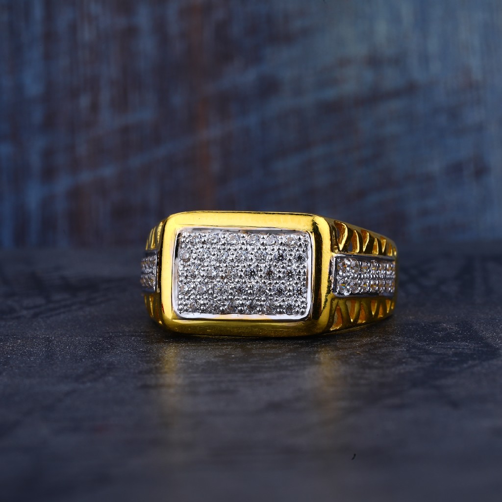 Mens 916 Gold Cz Ring-MR183