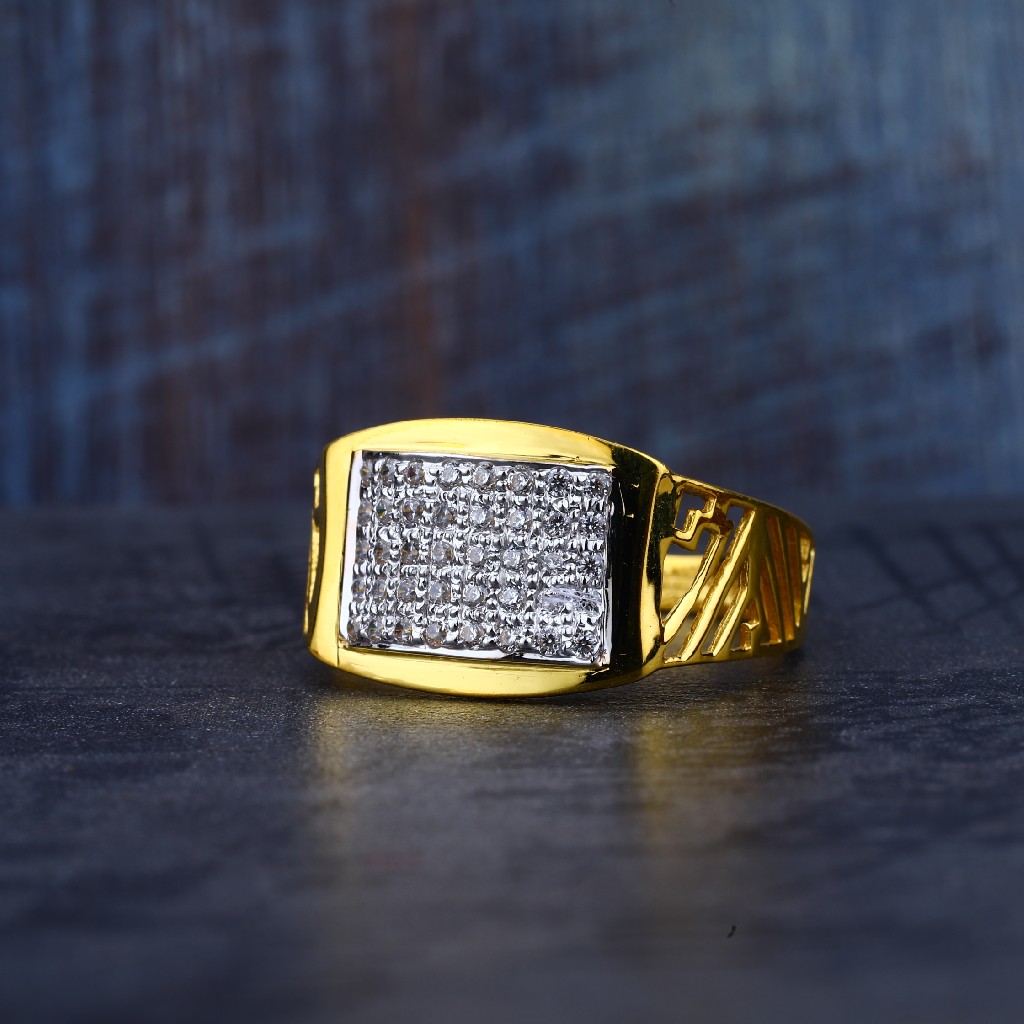 Mens Gold Cz 22K Ring-MR157