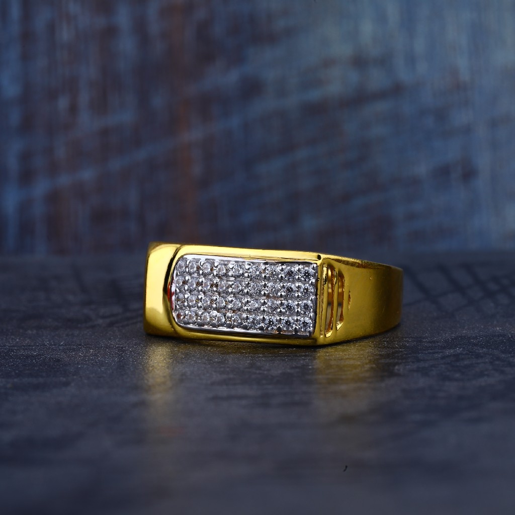 Mens 916 Gold Cz Ring-MR156
