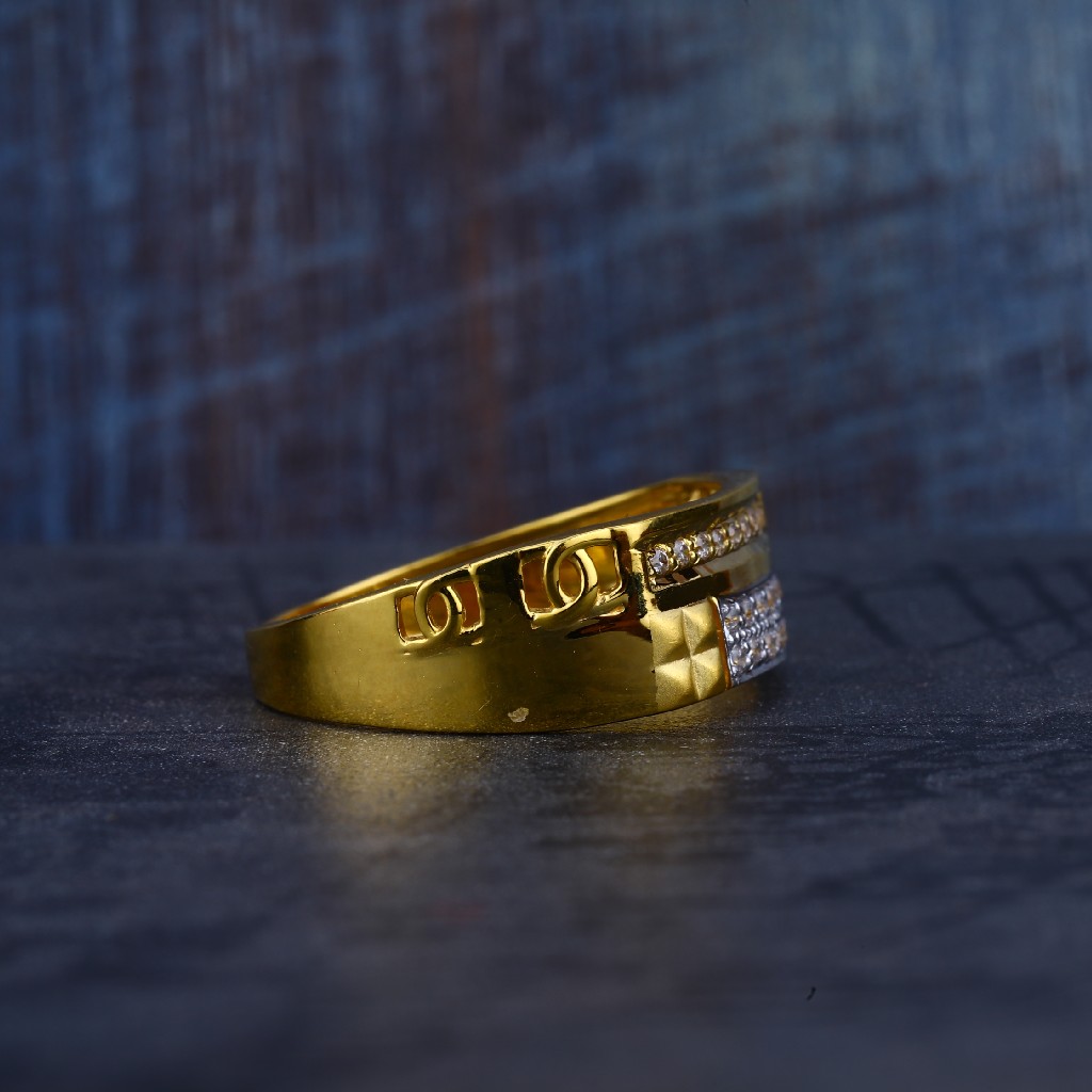 Mens 22K Gold Cz Ring-MR155 - Image 5