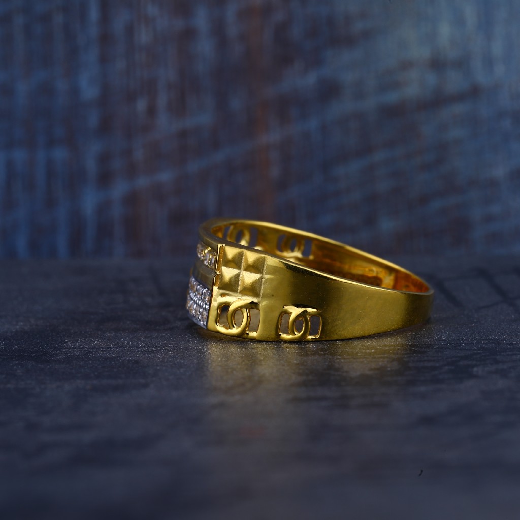 Mens 22K Gold Cz Ring-MR155 - Image 4