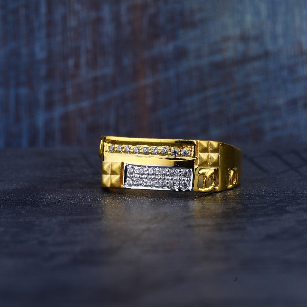 Mens 22K Gold Cz Ring-MR155 - Image 2