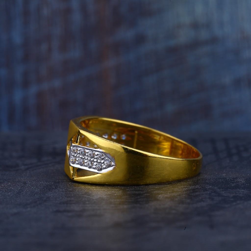 Mens Cz Gold Ring-MR135 - Image 2