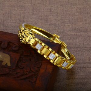 Mens Gold Lion Kada Bracelet-MKB10