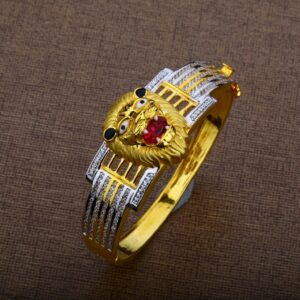 Mens Gold Lion Kada Bracelet-MKB06