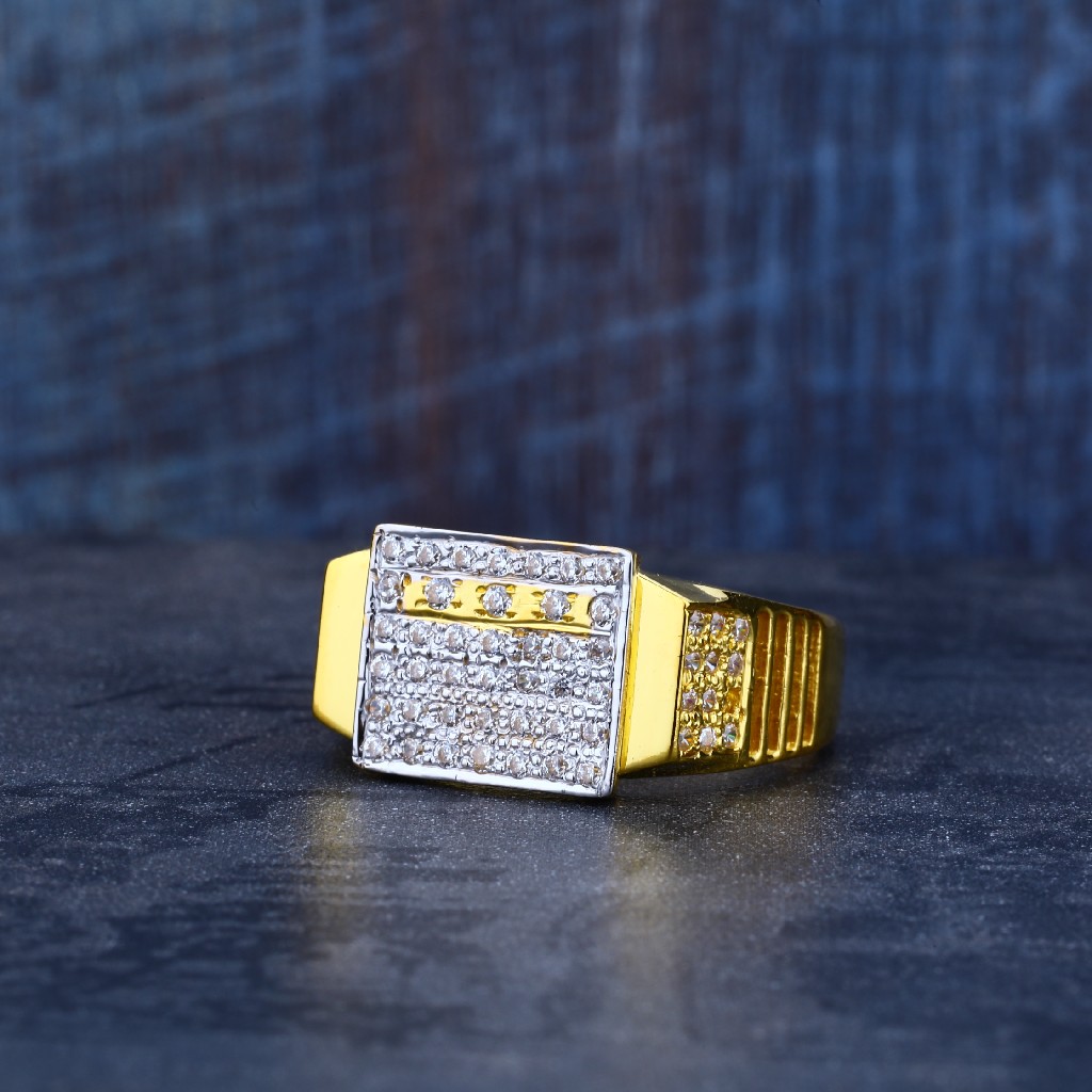 Mens Simple 916 Gold Cz Ring-MR109