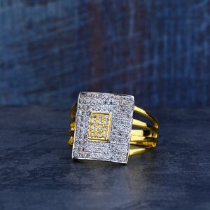 Mens 22K Gold Light Weight Cz Ring-MR93