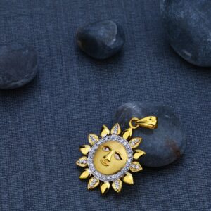Surya God Cz Gold 22K Pendant-GP72