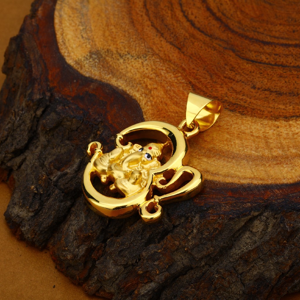 Om Ganpati 18k Hollow Gold Pendant-HLP72