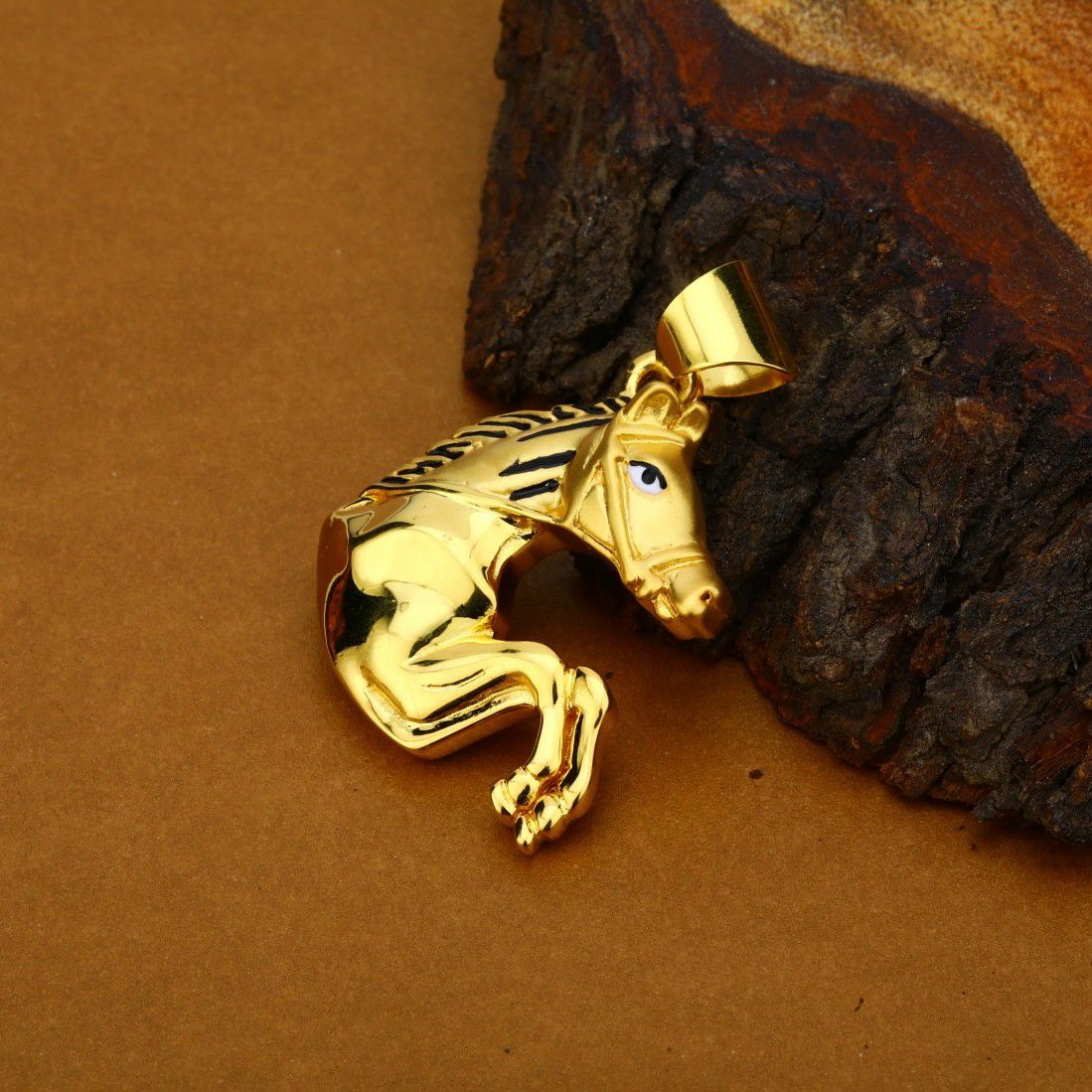 18K Gold Hollow Horse Pendant-HLP49