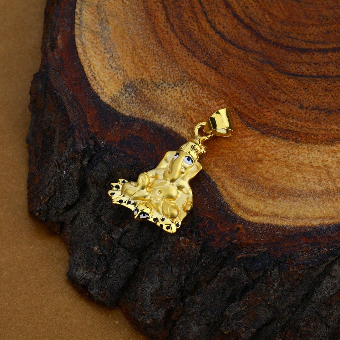 18K God Ganpati Gold Hollow Pendant-HLP27