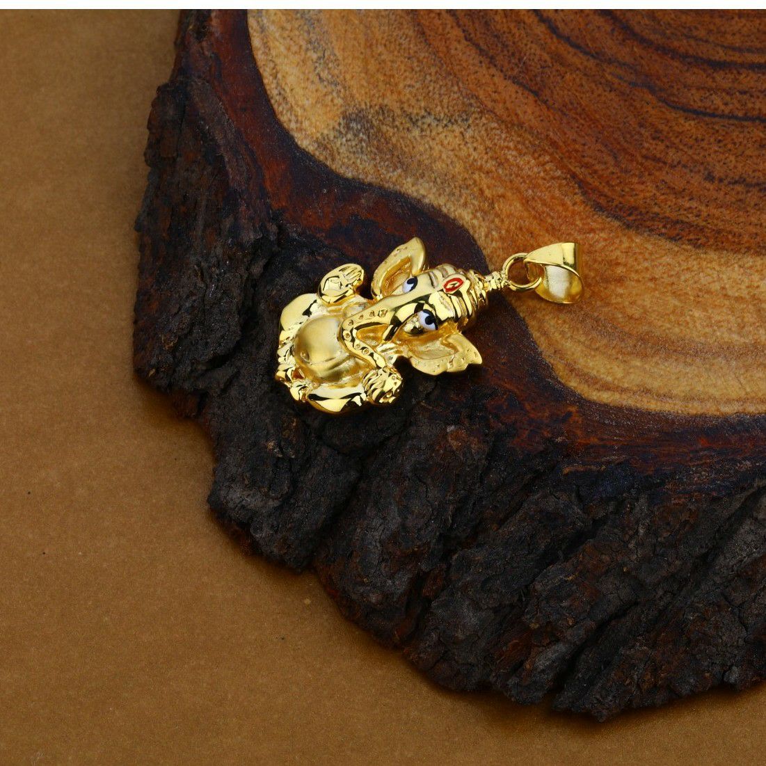 18K Hollow Gold Ganpati Pendant-HLP26