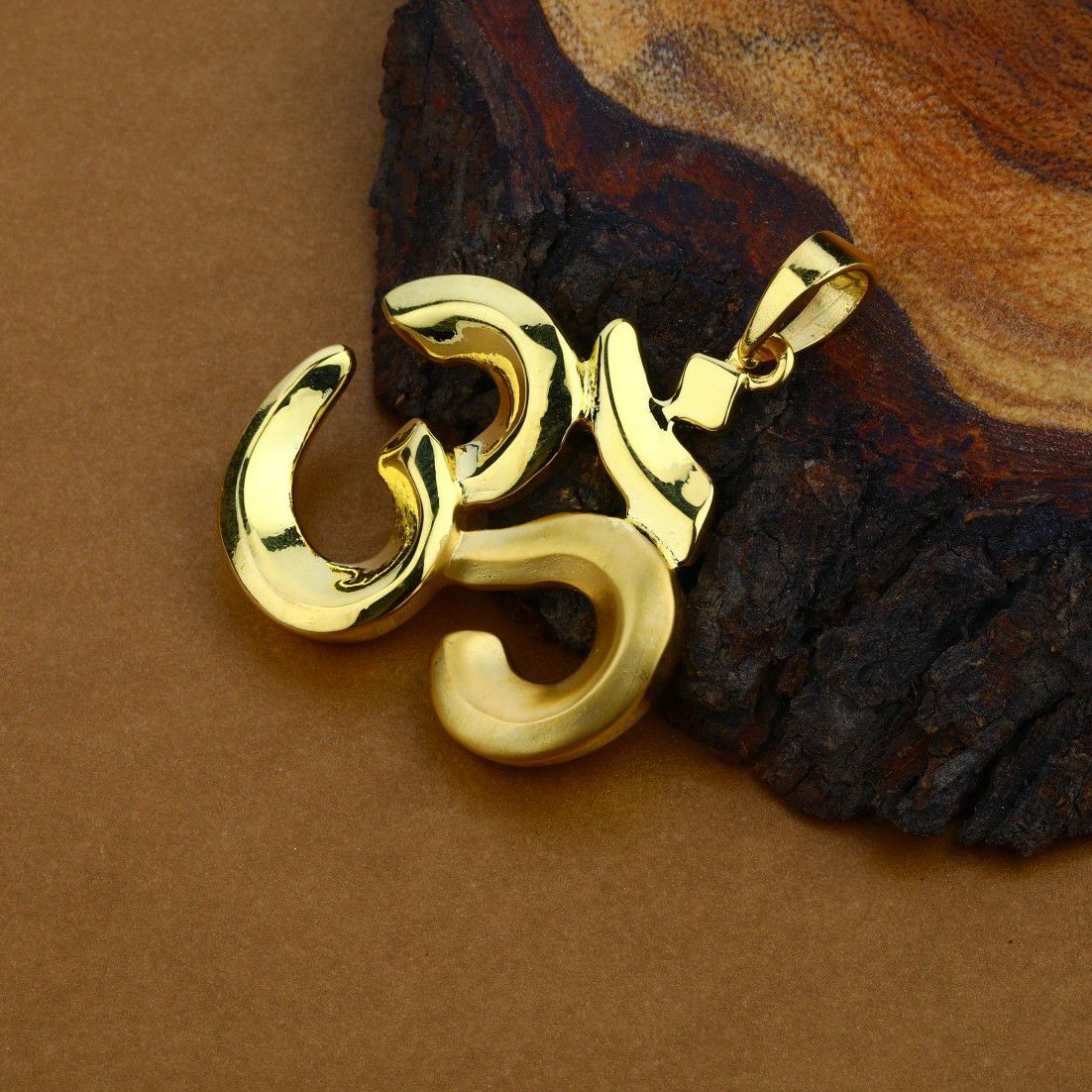 Exclusive Om God Plain Gold 18K Hollow Pendant-HLP19