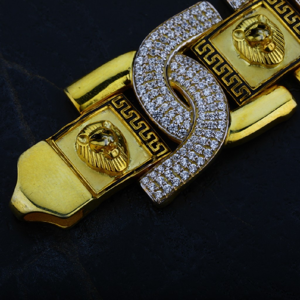 Mens 916 Gold Fancy Cz Lion Bracelet-MCB24 - Image 4