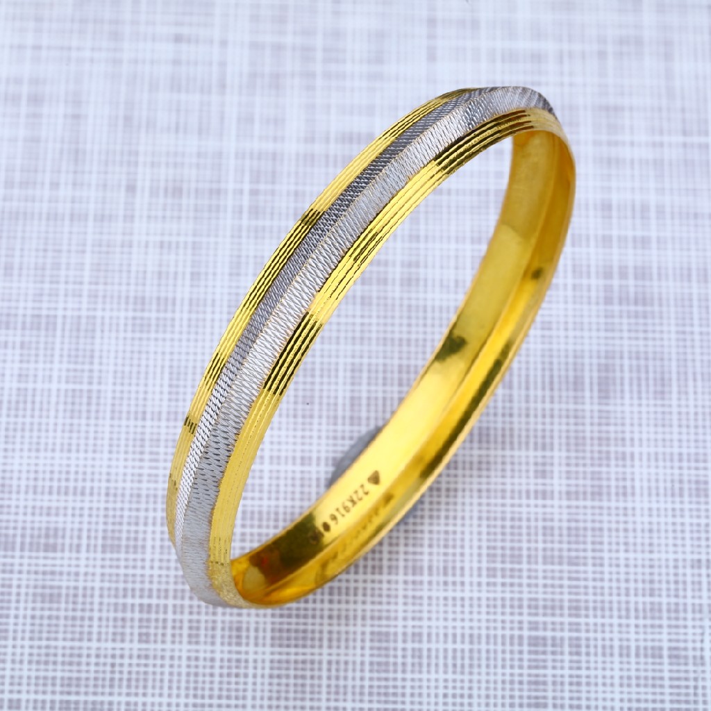 916 Gold Rodium Punjabi Mens Kada-MPKB06