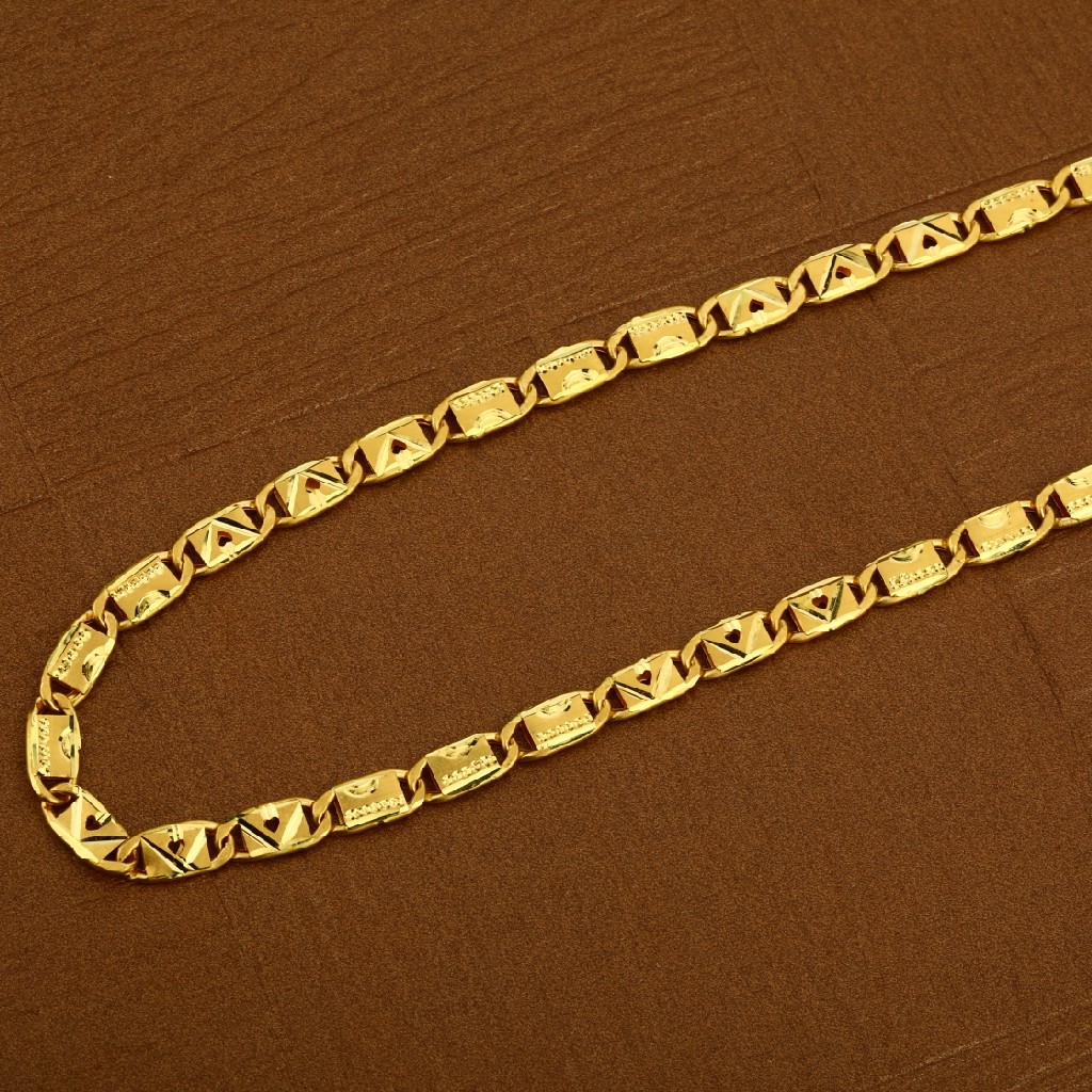 916 Gold Nawabi Plain Mens Chain-MNC15