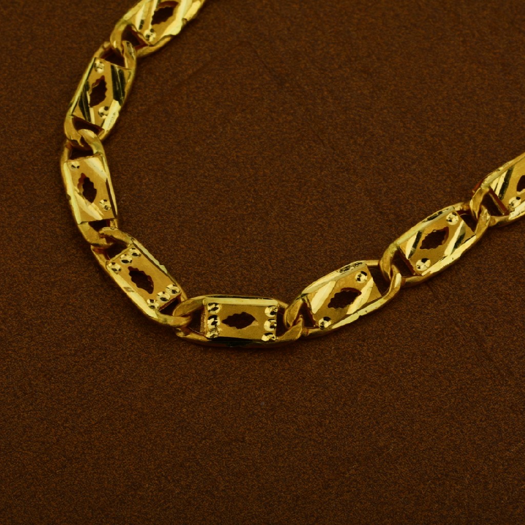 Mens 22K Plain Gold Nawabi Chain-MNC06 - Image 3
