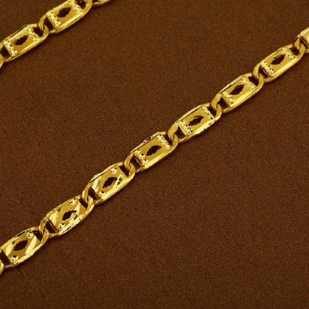 Mens 22K Plain Gold Nawabi Chain-MNC06 - Image 2