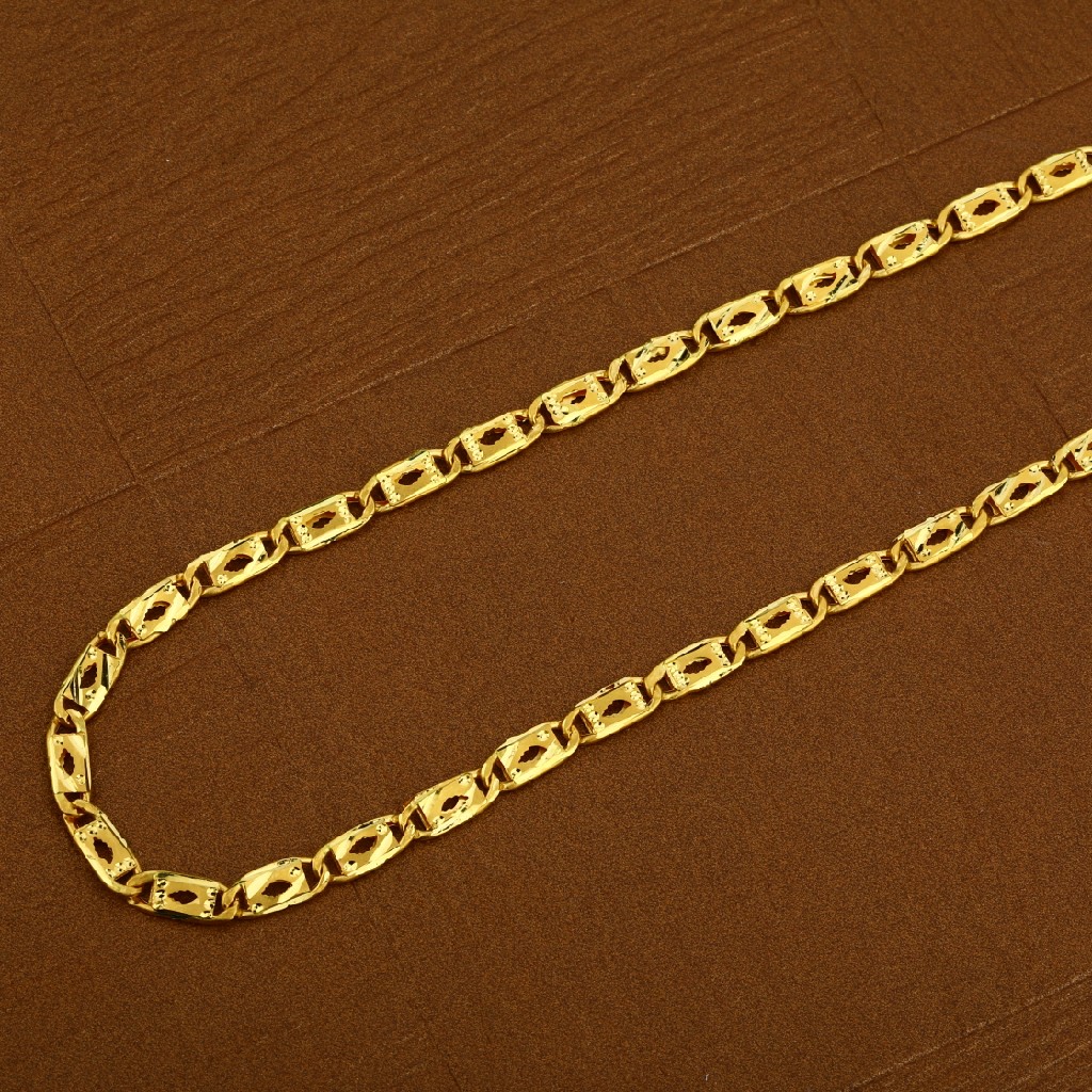 Mens 22K Plain Gold Nawabi Chain-MNC06