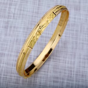 Mens 916 Plain Jaguar Punjabi Gold Kada Bracelet-MPKB05
