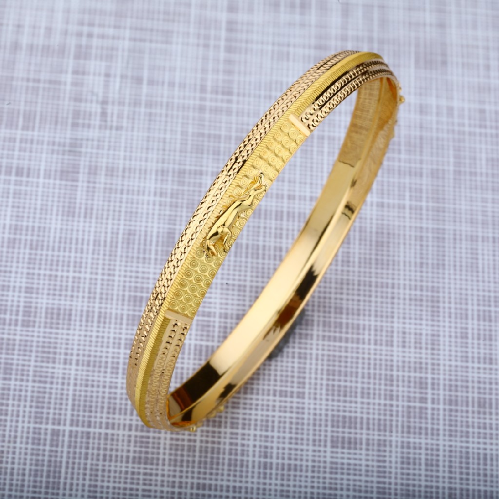 Mens 22K Gold Jaguar Punjabi Kada Bracelet-MPKB02