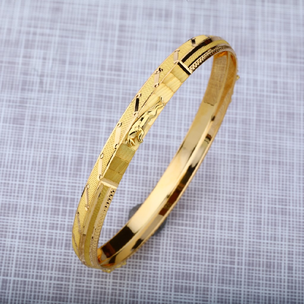 Mens 916 Gold Jaguar Punjabi Kada Bracelet-MPKB01