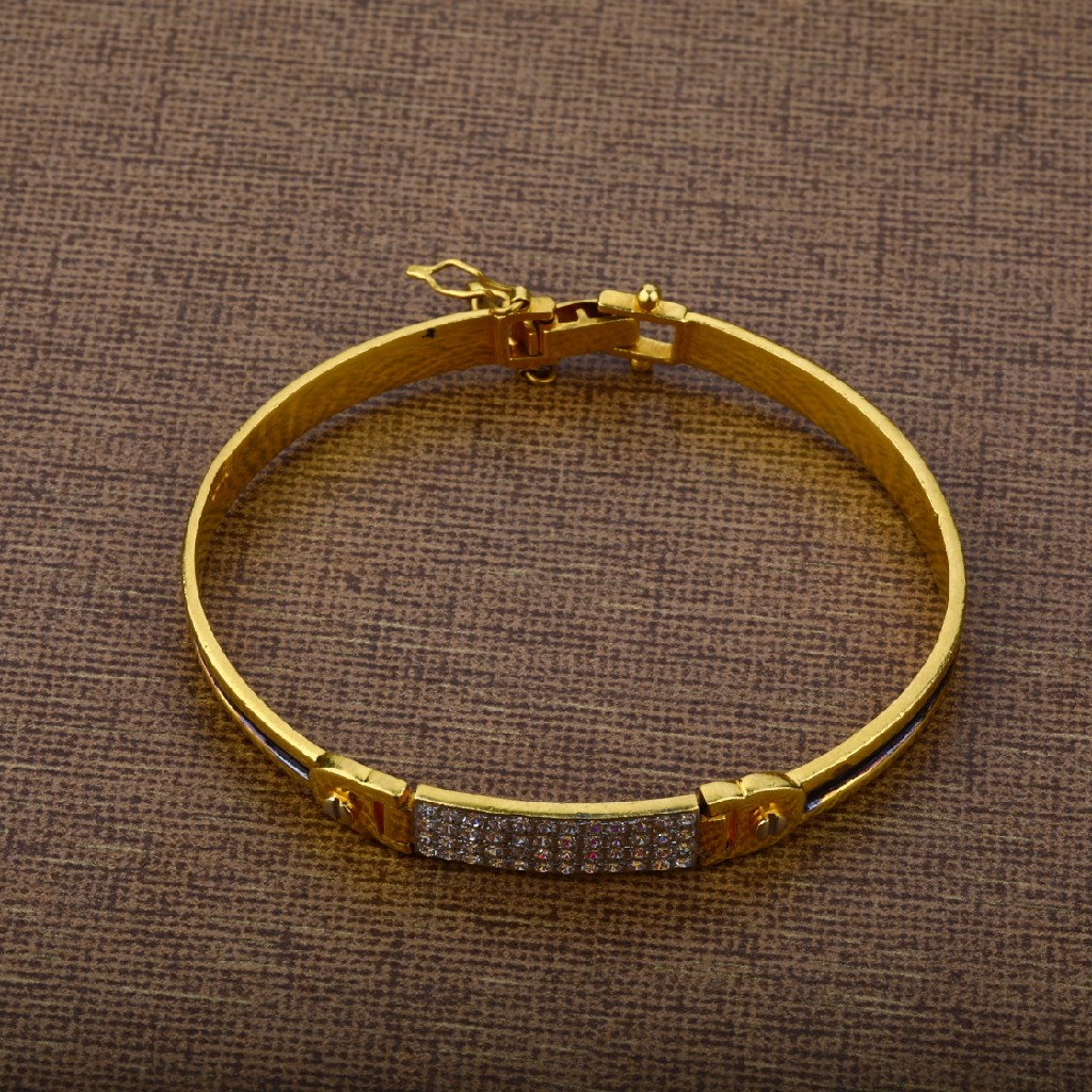 Mens 916 Casting Gold Kada Bracelet-MKB04 - Image 2