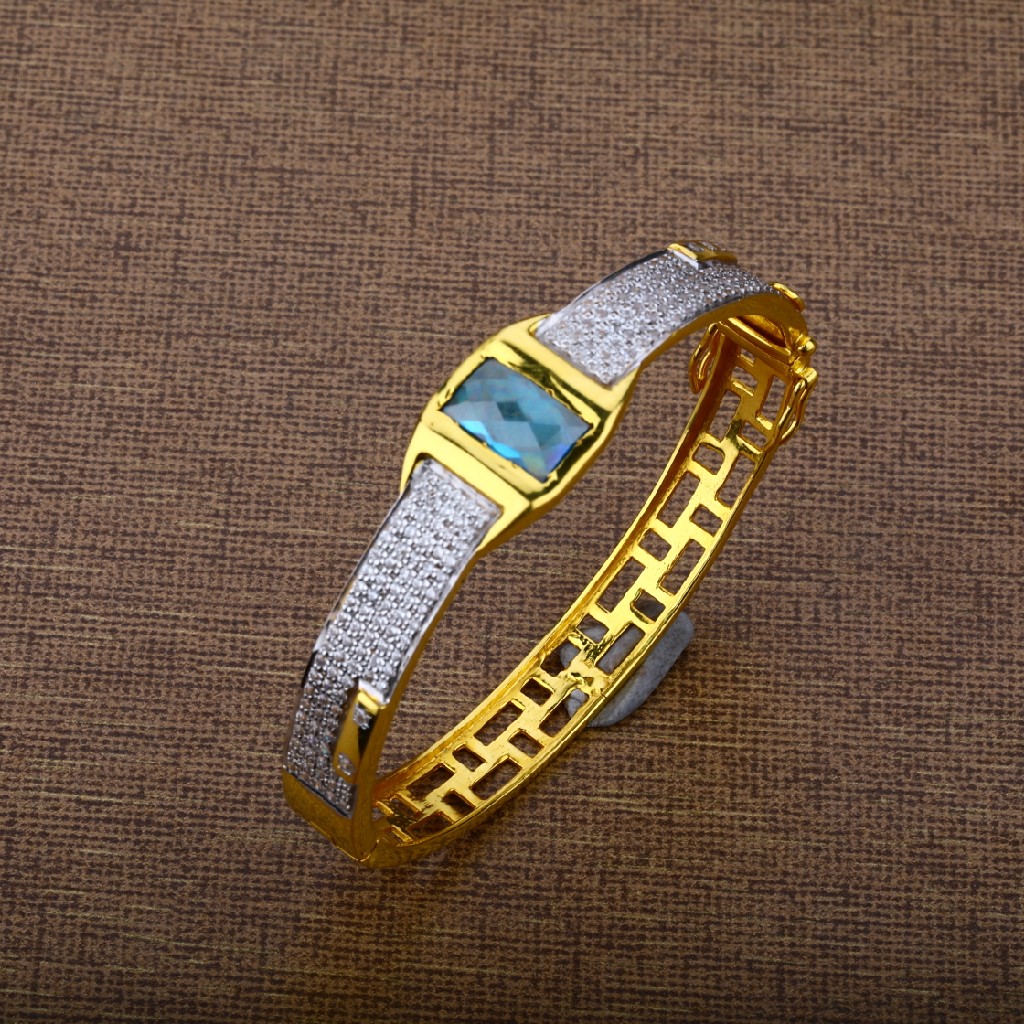Mens Fancy 916 Blue Stone Kada Bracelet-MKB03