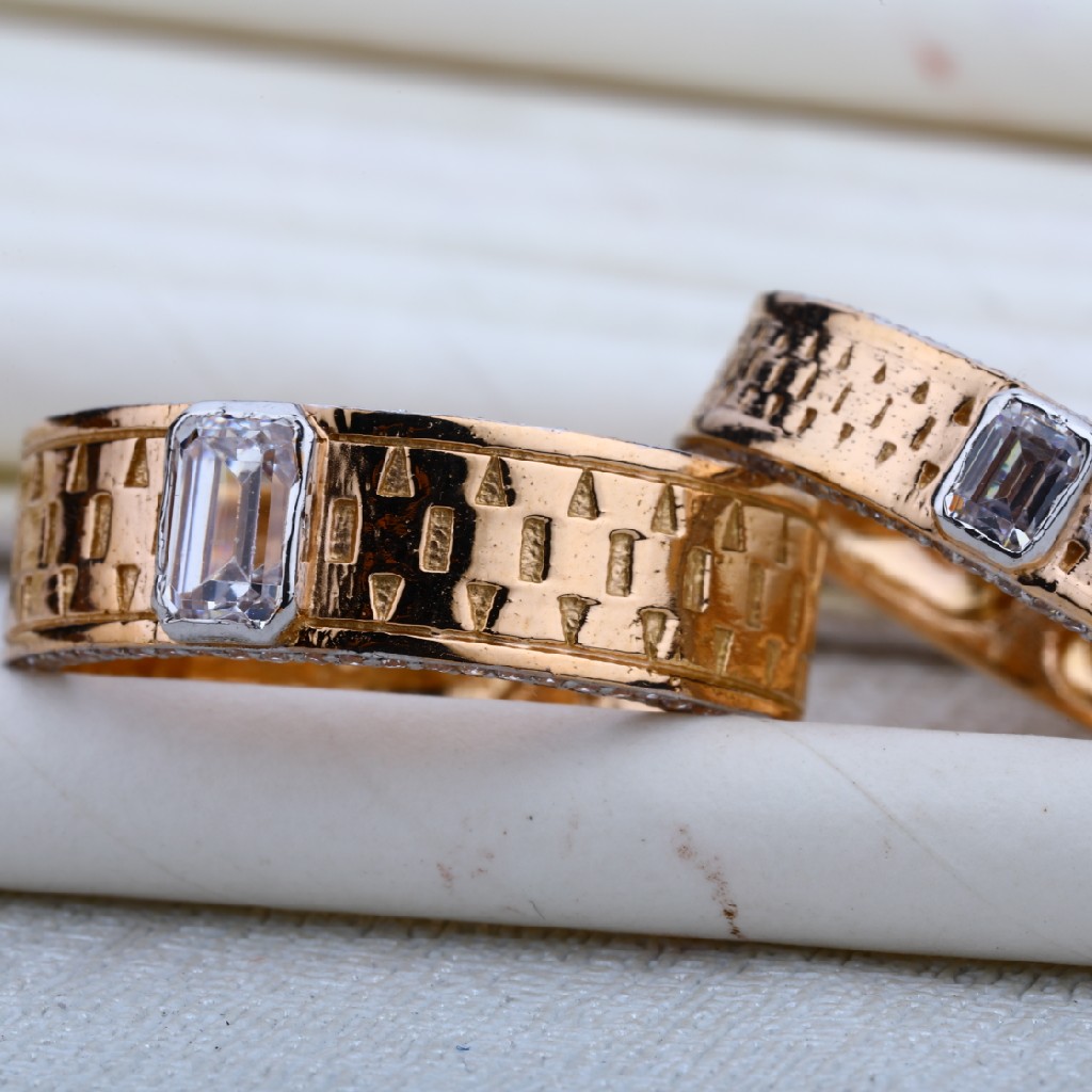 Rose Gold Engagement Designer 18K Couple Ring-RCR13 - Image 2