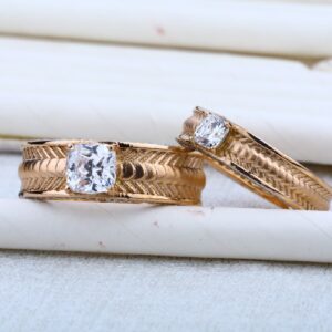 76 Melting Engagement Solitaire Rose Gold Couple RING-RCR11