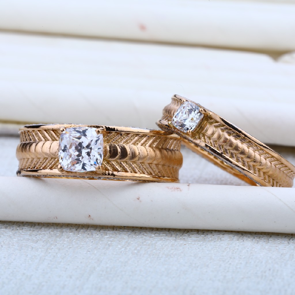76 Melting Engagement Solitaire Rose Gold Couple RING-RCR11