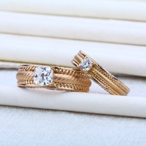 18K Special Rose Gold Cz Couple RING-RCR03